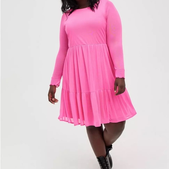 Torrid Elegant Pink Dress long sleeve 1X - Picture 7 of 7